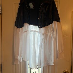Chic Black and White Leather Jacket for Women